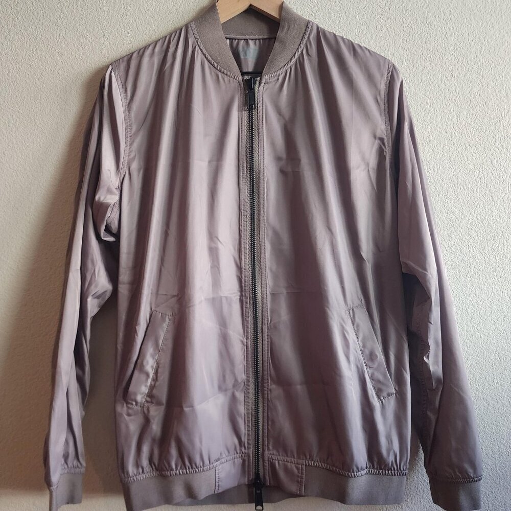 Kith Jacket Mens Medium Gray Bomber Lightweight Zip Up Polyester Snap Pockets